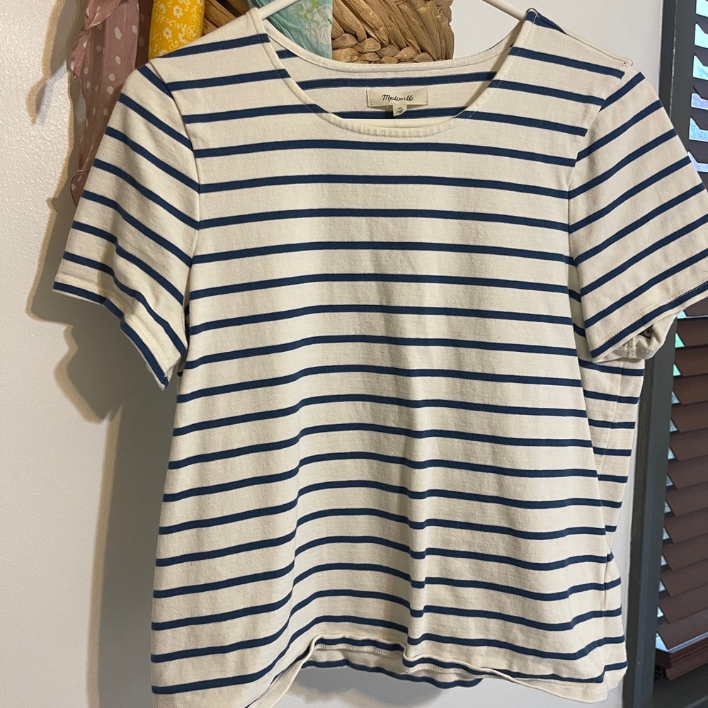 Madewell Blue and White Striped T-Shirt